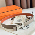 HERM Mini Constance 24mm Belt in Taupe Epsom Leather and Tan Swift Leather
